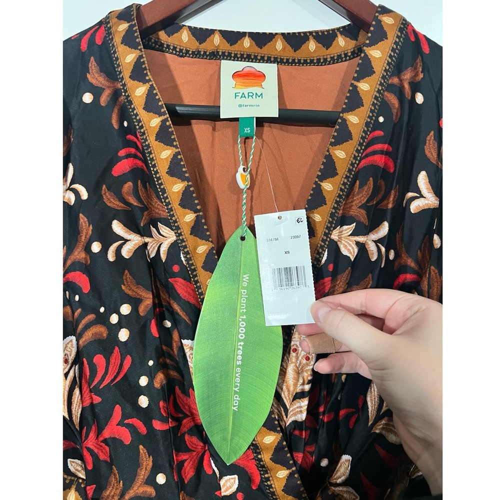 NEW Farm Rio Tapestry Garden V-Neck Belted Mini Dress Size XS Anthropologie - Picture 2 of 8